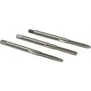 Cleveland 3-Piece High Speed Steel Twist Drill Tap Set - #5-44 UNF, 3-Flute, Bottoming Plug & Taper Taps, Bright Finish, 1.938" OAL, Right Hand, C54195