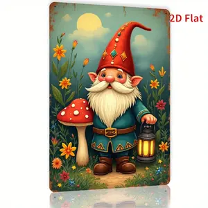 2D Flat, 1pc Whimsical Gnome Metal Wall Art - Vintage Iron Sign with Rustic Countryside Design, Perfect for Home, Garden, Office, or Farm Decor, Durable and Unique Wall Decoration, Gnome Garden Decor, Perfect for Room Decor