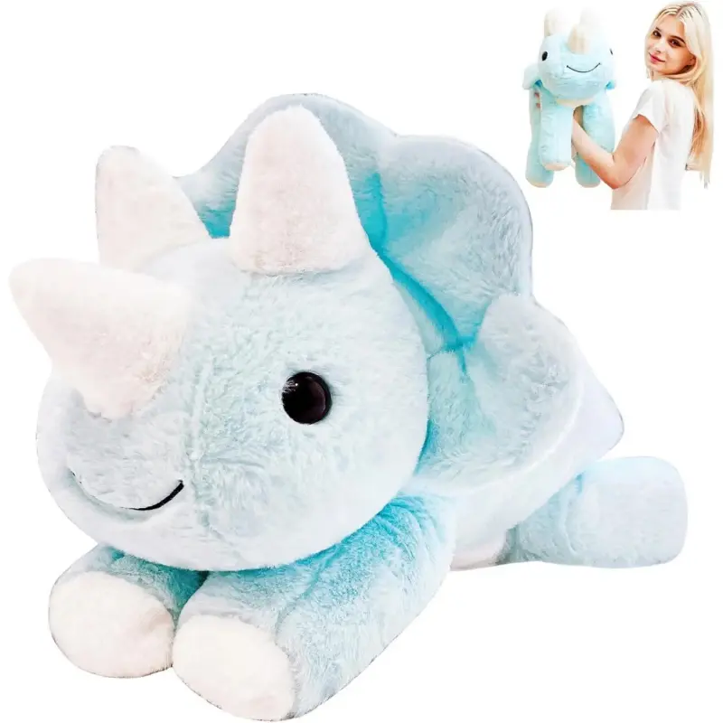 24"| 5 Pounds Blue Dinosaur Weighted Stuffed Animals with Unscented Microwavable Heating Pad, Cute Coolable Heatable Weighted Plush Warm Gift for & Adults