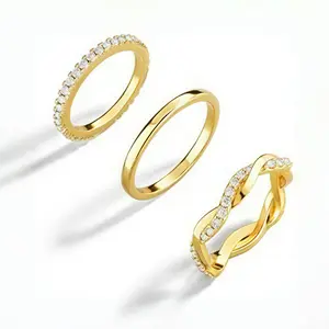 New Arrival 3 Piece Zirconia Ring Set: Minimalist Light Luxury Stackable Rings for Women, Premium Niche Design Daily Wear Jewelry Gift