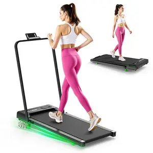 [Akluer Foldable Walking Pad Treadmill with Handlebar], 6% Incline & Quiet Brushless Motor, 4MPH Max Speed, Large Non-Slip Running Belt, Remote Control for Home Office Use