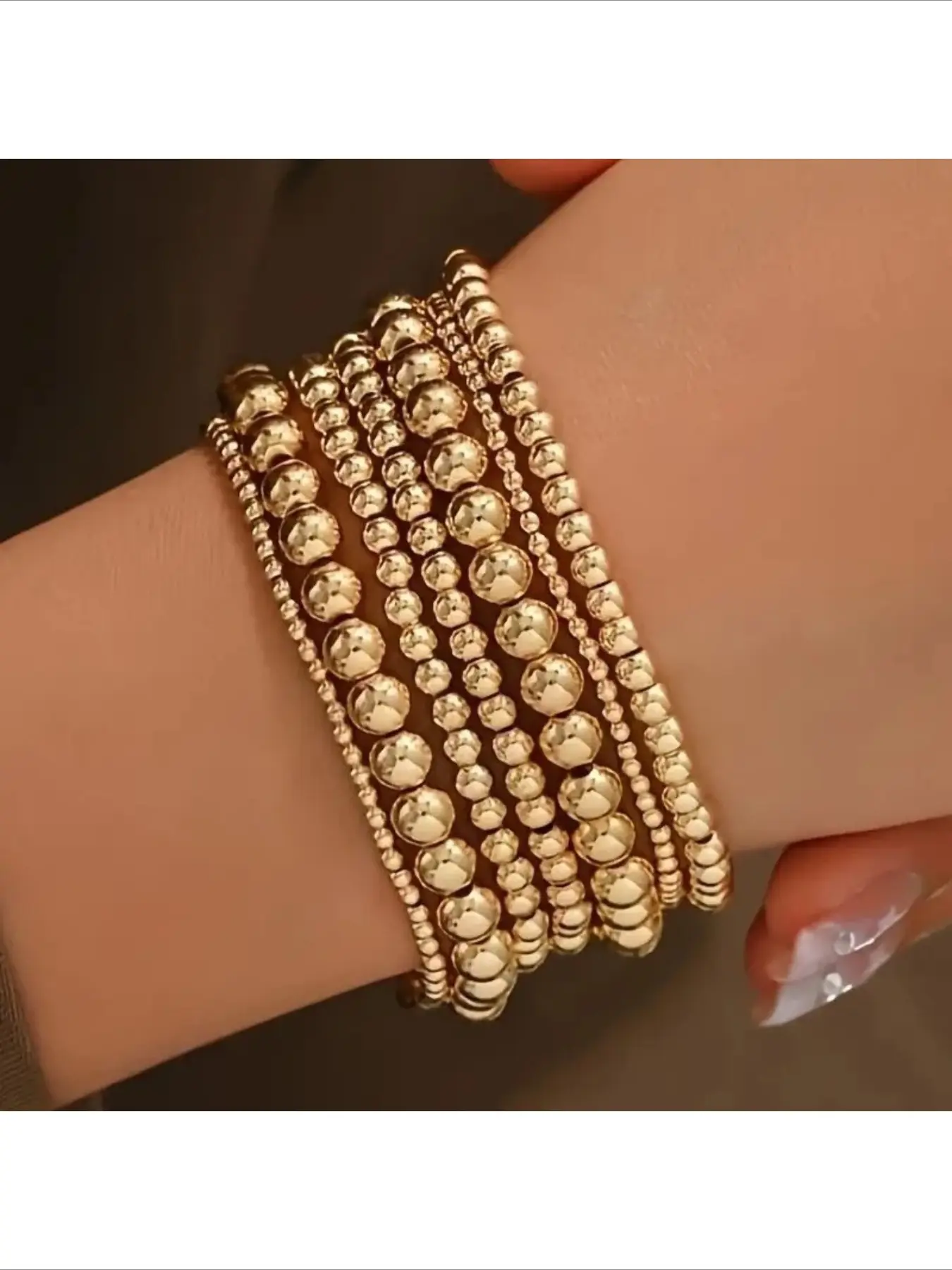 Trendy Minimalist Unisex Waterproof Stretch Beaded Bracelet Durable Elastic Wristband for Single or Stack Wear Fashion Accessory Bangle Jewelry Elastic Bangle Bead Bracelets