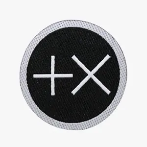 Positive Times Circle Embroidered Iron-On Patch Black & White Minimalist Streetwear Style Durable & Stylish
