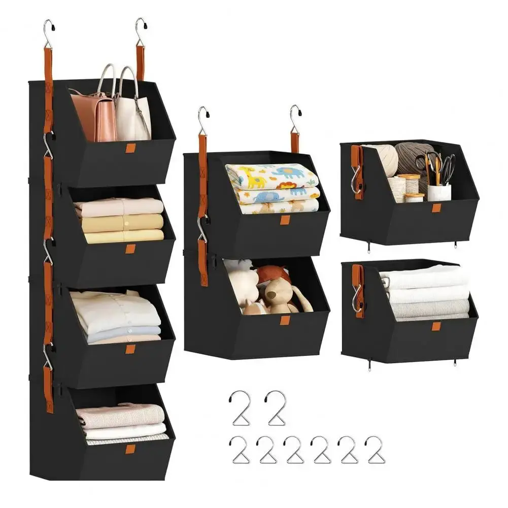 4-Tier Hanging Closet Organizer – Foldable Fabric Storage Bins for Dorm Rooms, Bedrooms & Small Spaces