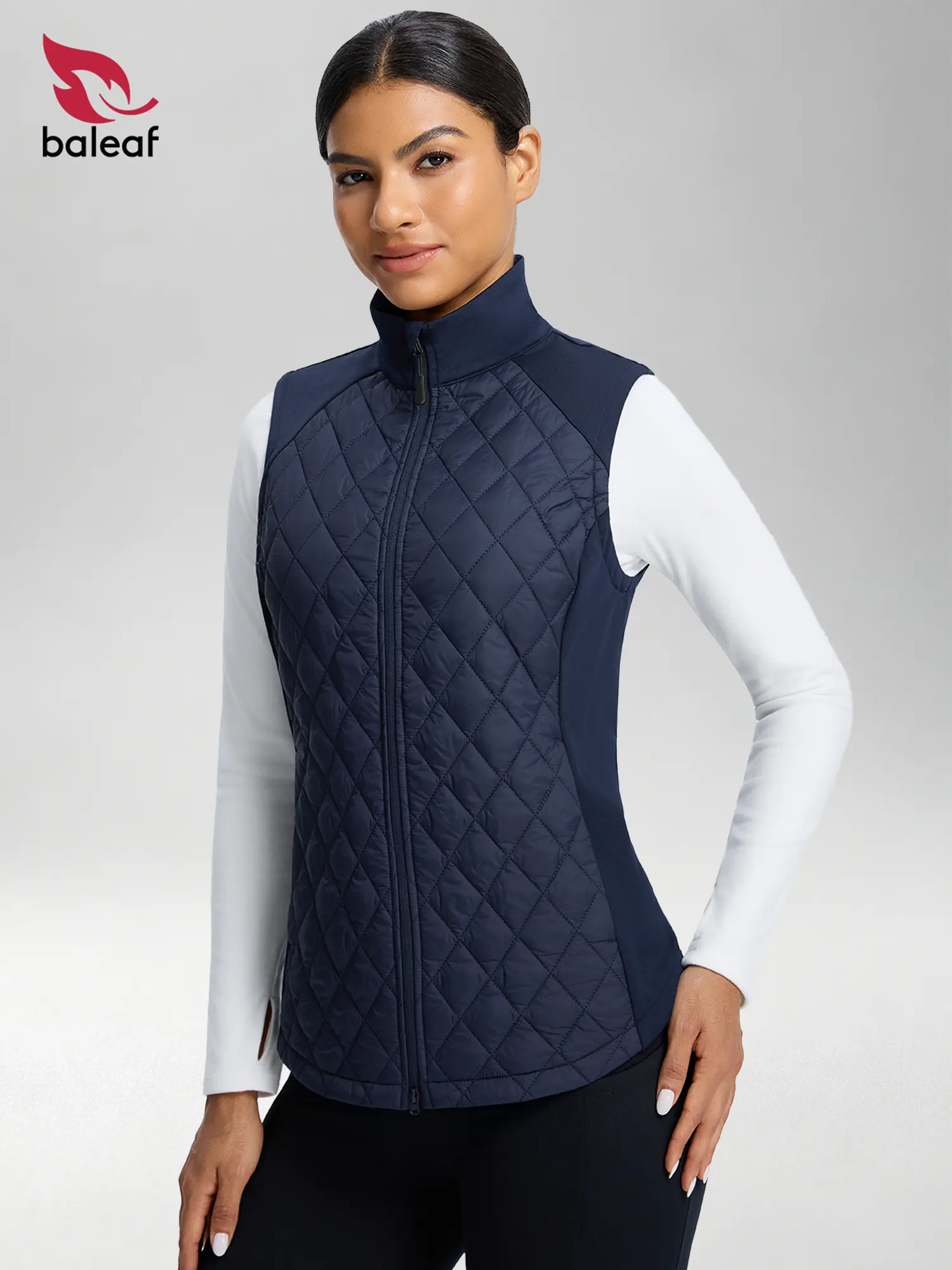 BALEAF Women's Quilted Golf Vest Lightweight Insulated Hybrid Puffer Vest Water Resistant Full Zip Stand Collar Sleeveless Jacket with Pockets for Golf Hiking Travel Casual Outdoor