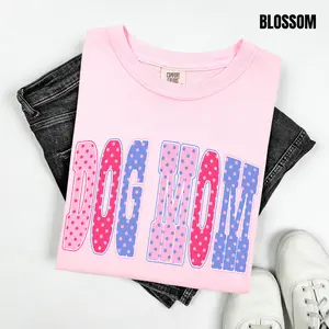 Dog Mom Pink Polka Dots Comfort Colors T-Shirt 'NLB'