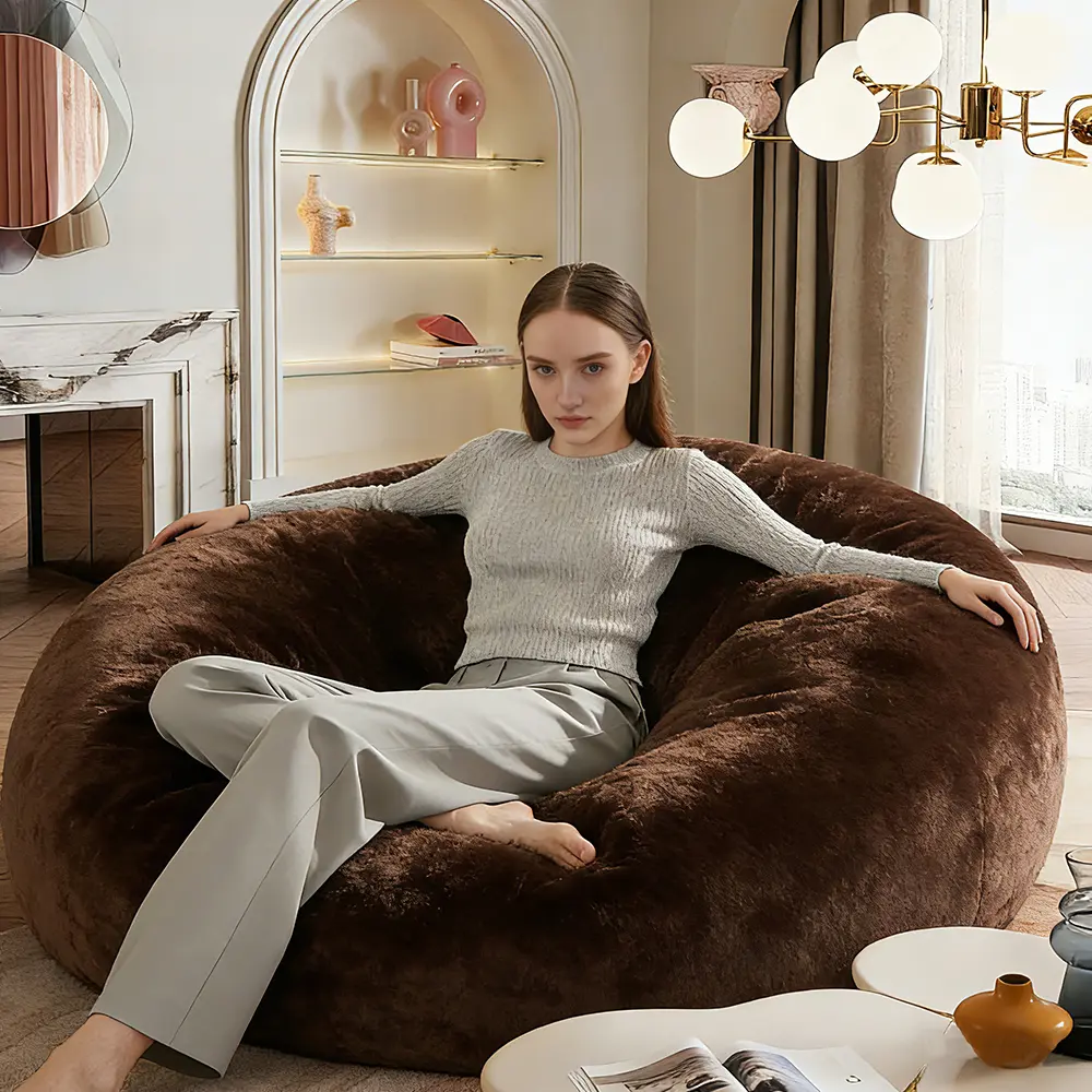 Bean Bag Chair for Adults, 5FT Giant Bean Bag with Filler & Machine Washable Cover, Fluffy Bean Bag Chairs Oversized Beanbag Lounge Chair for Living Room, Bedroom Dorm