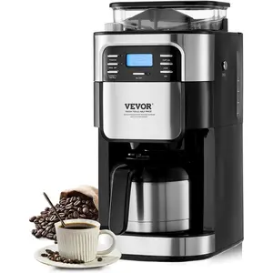 TikTokShopBlackFridayVEVOR Coffee Maker with Grinder, 8 Cup Coffee Machine, Grind and Brew Coffee Maker with 3 Brew Strength Control, 24-Hour Timer for Auto Brew, for Home Office Restaurant