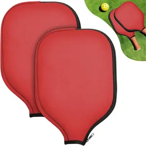 2 Pcs Pickleball Paddle Covers, Universal Case Size - 8.6 x 12.2 inches Zippered Racket Sleeve, Durable Neoprene Paddle Cover, Paddle Storage Bag for Most USAPA Standard (Black) (Black)