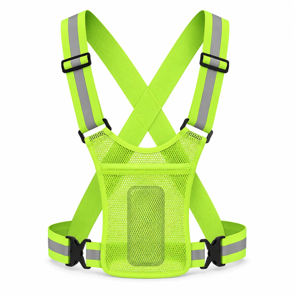 Pack of 1 - Adjustable Reflective Safety Vest withStorage Pockets, Universal Fit, High VisibilityPolyester Gear for Outdoor Cycling and Running