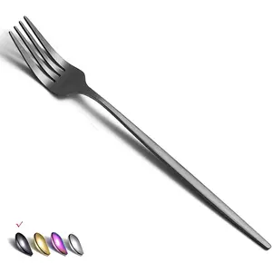 Matt Black 6 Piece Dinner Forks, 8.4'' Stainless Steel Silverware Set, Dessert, Salad, Table Forks for Home, Kitchen or Restaurant, Dishwasher Safe