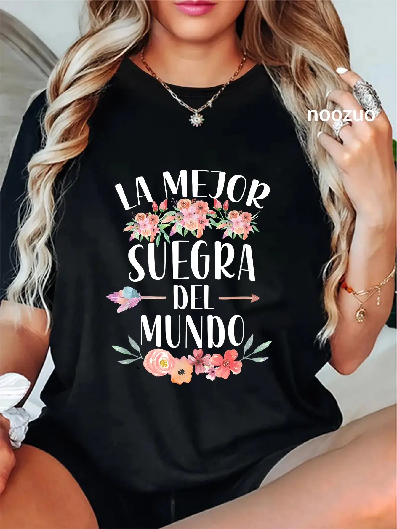 100% Cotton La Mejor Suegra Del Mundo Spanish Mother In Law Floral T-Shirt