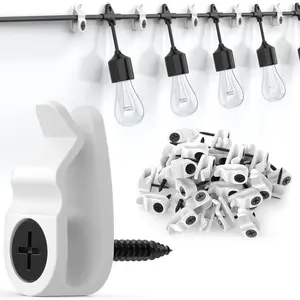 Hooks for Outdoor String Lights Clips, Christmas Light Clips Weatherproof, Lights Hanger Hooks for Hanging Christmas Light, Fairy Light, , Holiday Decor - White, 50 Pack