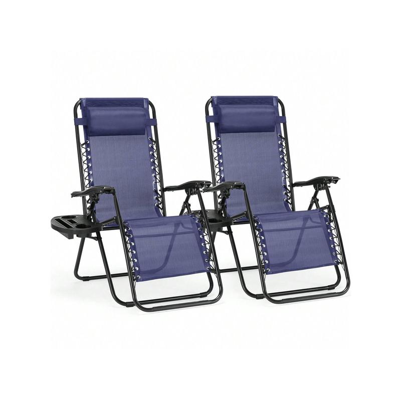 New 2024  Sweetcrispy Set Of 2 Zero Cravity Lounge Chairs Ergonomic Adjustable Lying Angle Sturdy Steel Mesh Support Outdoor Patio Folding Recliners For Pool Beach With Pillow And Cup Holder