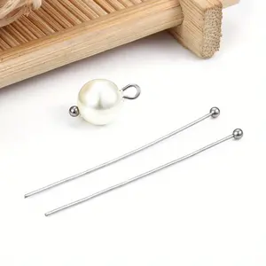 100 Copper Ball Head Pins for Jewelry Making, 0.6mm Metal Eye Pins for Earrings Bracelets Crafts DIY Necklace Chain Accessories