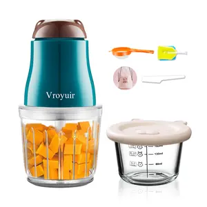 Baby Food Maker, 600ML Baby Food Blender with 10 Blades, Baby Food Processor for Baby Food, Fruit, Vegatable, Meat, with Two 200ml Glass Bowls, Storage Bag, Cleaning Brush, Scraper