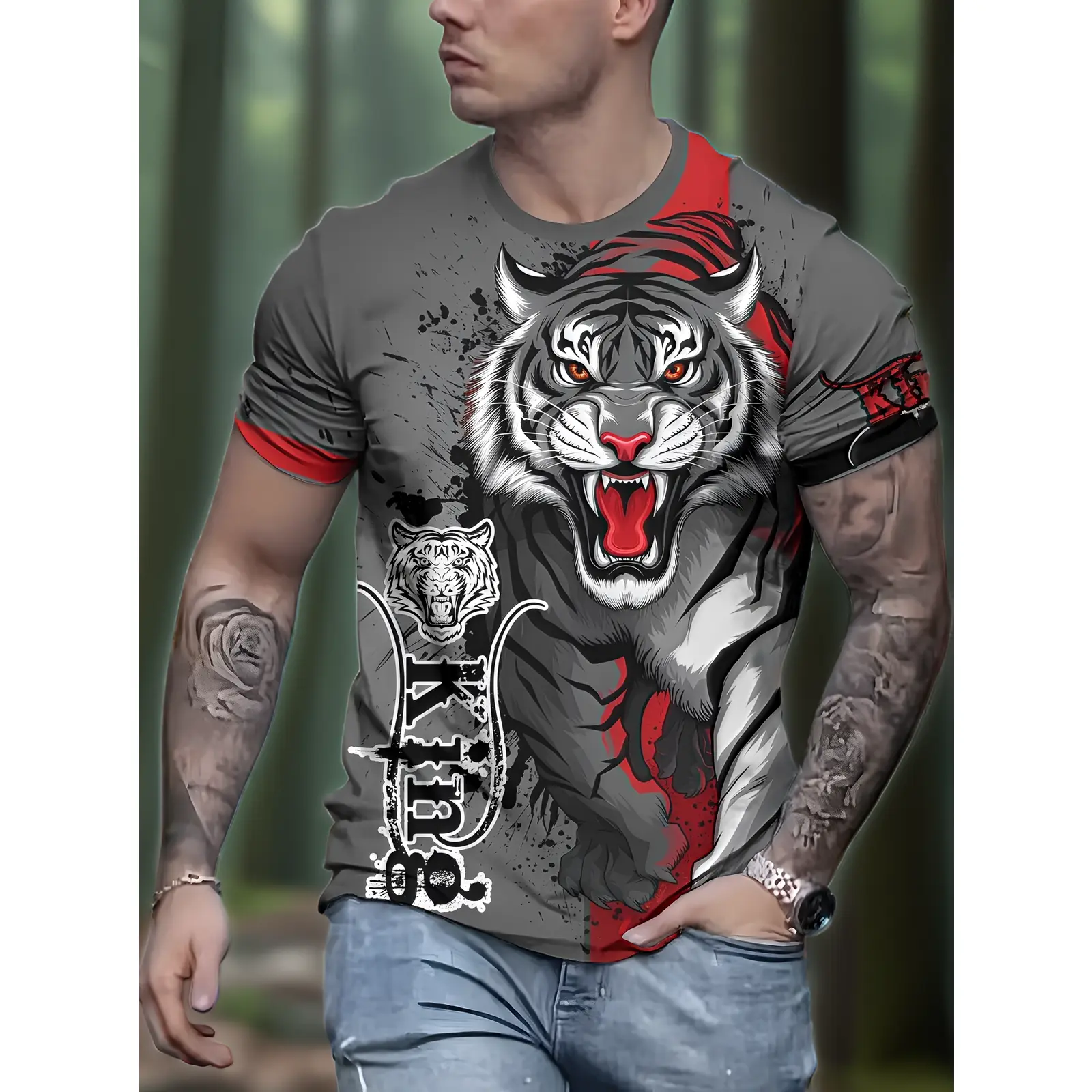 Men Women Digital Print 3D T-shirt Fashion Casual Summer Short Sleeve Crew Neck Printed Tshirt Unique 3D Effect Cool Graphic Tees for Daily Wear Gym Outdoor Activity, PLUS SIZE