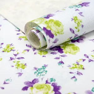 RAY STAR Non-Adhesive Purple Rose Floral Shelf Liner - Strong Grip, Non-Slip Refrigerator drawer cabinet Mat for Kitchen Cabinets, Drawers, and Pantries - Easy to Clean and Durable Drawer Protector
