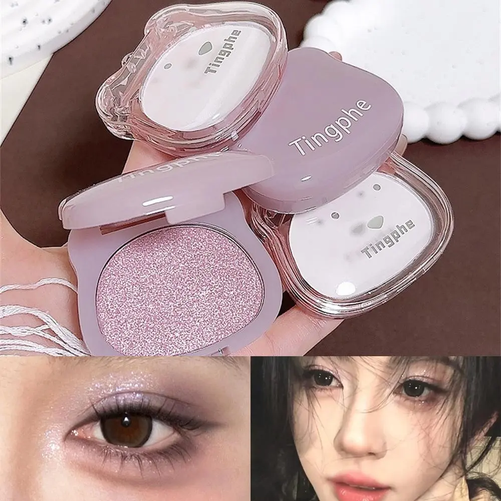 Lilac Purple Glitter Highlighter Eyeshadow Palette Soft Pearl for Face Contour White Eye Brighten Shadow Natural Glow Makeup