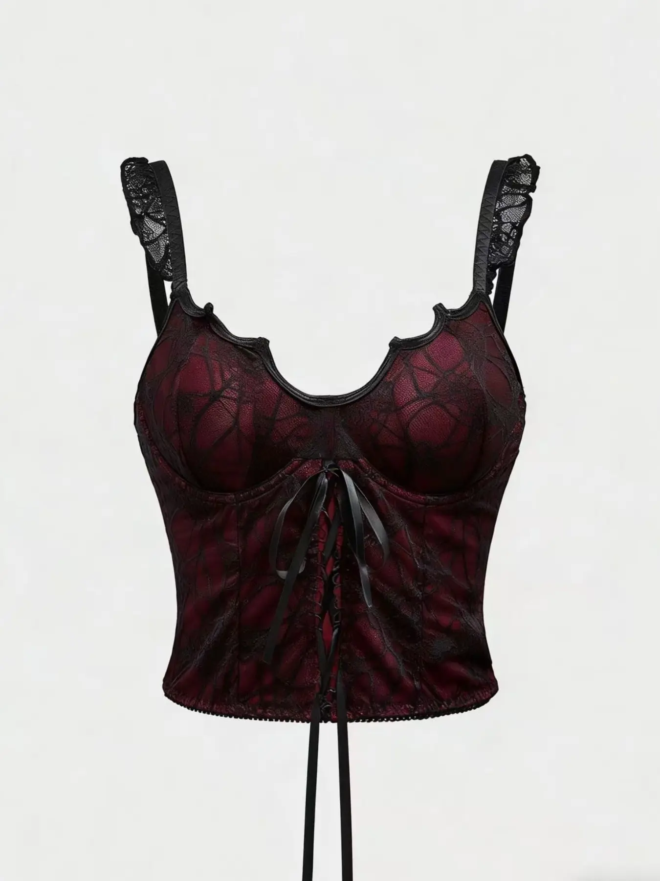 Women's Gothic Tight Strap Sleeveless Tank Top, Drawstring Ruched Cami, Spider Web Details, Unique Shoulder Straps, Soft Comfortable Fabric, Perfect for Daily and Music Parties, Camisole Tank Top, Cami Tank Tops