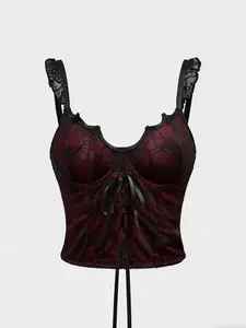 Women's Gothic Tight Strap Sleeveless Tank Top, Spider Web Details, Unique Shoulder Straps, Soft Comfortable Fabric, Perfect for Daily and Music Parties