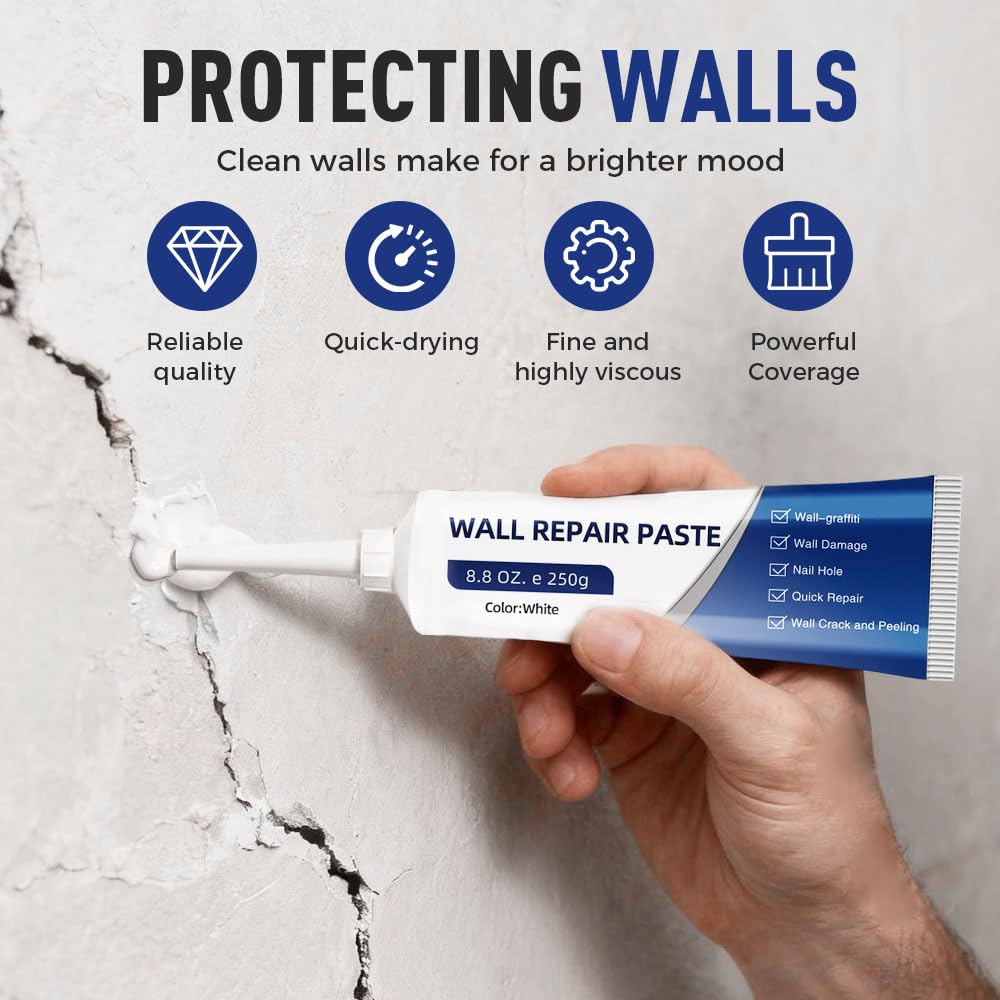 250g Drywall Patch Repair Kit | Wall Mending Agent Quick-Drying Paste | Heavy Duty Concrete Sealant Waterproof Self-Adhesive Wall Repair 250g Drywall Patch Repair Kit | Wall Mending Agent Quick-Drying Paste | Heavy Duty Concrete Sealant Waterproof Self-Adhesive Wall Repair