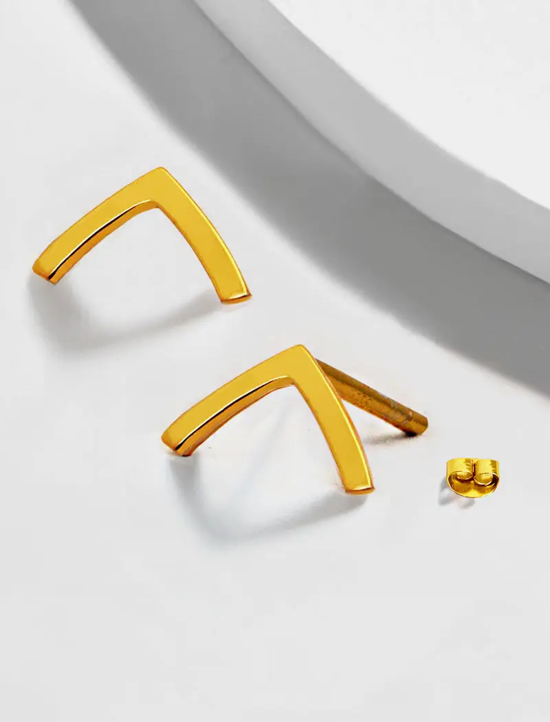 SONIA HOU Trill 2 Way Convertible Geometric Wishbone Stud Earrings in 18K gold over sterling silver S925 Minimalist Chic Fashionable Daily Wear Simple