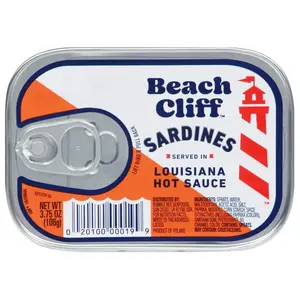 Caught Sardines in Louisiana Hot Sauce, 3.75 oz Can - 11g Protein per Serving - Gluten Free, Keto Friendly