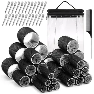 56 Pcs Hair Rollers Set for Blowout Look Long Hair, 30Pcs Rollers Hair Curlers in 5 Sizes with 24 Pcs Clips and Storage Bag for Long Medium Short Hair Volume
