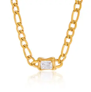 Baguette Link Necklace Water Resistant