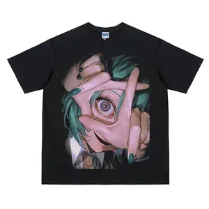 Miku "Desperate Situation" Vintage Oversized Tee Anime T-shirt 100% Cotton Original Design Men's Top for Fans graphic clothing