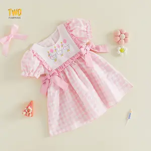 Toddler Baby Girl Birthday Outfit Silly Goose Smocked Dress Short Sleeve Birthday Girl Dress Cute Cake Smash Outfits