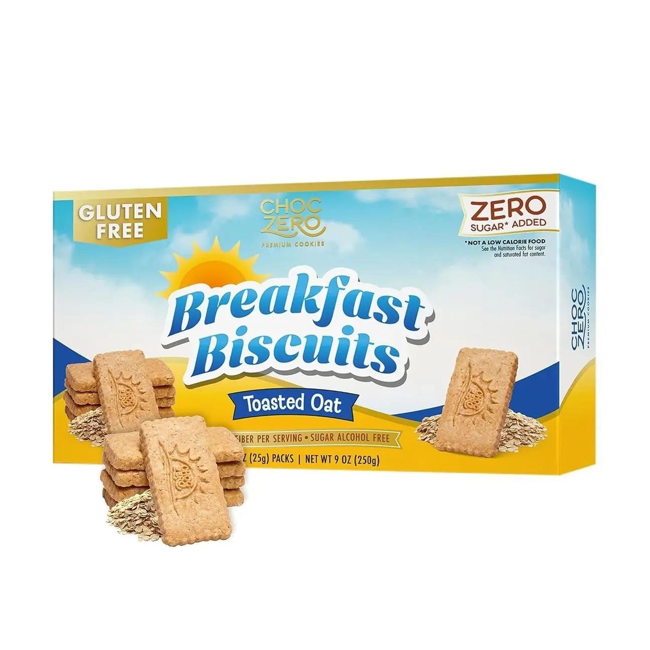 ChocZero Toasted Oat Breakfast Biscuits – No Added Sugar, Keto & Gluten Free High Fiber Snack Cookies, 30 Per Box (9 oz)