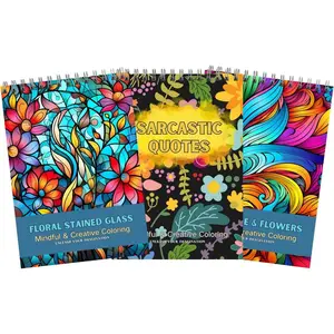 Set of 3 Adult Coloring Books Relaxation Gifts Arts and Crafts with Fun, Easy, and Mindfulness Coloring Pages to Relax, Anxiety and Depression with Sarcstic Quotes, Floral Zentangle