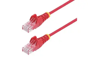 StarTech 3ft Red Slim CAT6 Ethernet Cable, Snagless, 100W PoE, UTP, LSZH, 28AWG Bare Copper Wire, Slim RJ45 Network Patch Cord, Fluke Tested N6PAT3RDS