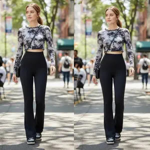 MELO9001-Body Shaping Pants Flare Active Wear Girdle 82% poly 18% spandex.