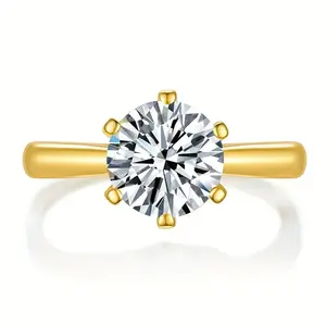 1/2/3/5ct Synthetic Moissanite Ring Engagement Wedding Band Closed Ring, Suitable For Banquet Party Official Occasion, Festival Anniversary Birthday Daily Gift