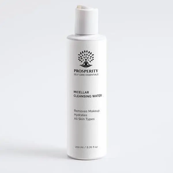 Prosperity Self Care Essentials Micellar Cleansing Water with Rose Water Makeup Remover Cleanser Hydrating Micellar Water Soothing Gentle Flower Hyaluronic Cosmetic