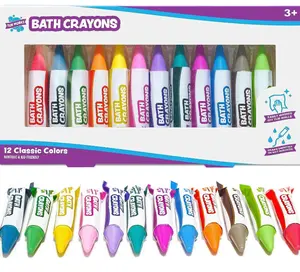 Tub Works Smooth Bath Crayons Bath Toy, 12 Pack | Nontoxic, Washable Bath Crayons for Toddlers & Kids | Unique Formula Draws Smoothly & Vividly on Wet & Dry Tub Walls | Hexagon Grip Bathtub Crayons