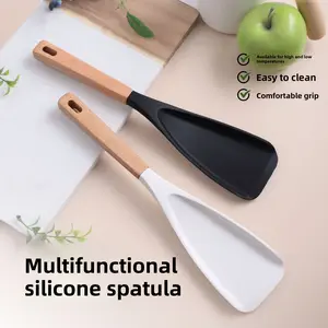 Premium Food Grade Silicone Spatula Set - Heat Resistant Non-Stick Kitchen Utensils with Wooden Handle Dishwasher Safe Flexible Durable for Baking Cooking Gift - Thick Sturdy