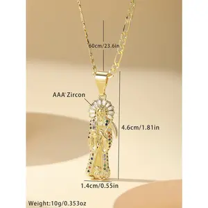 Death Scythe Pendant Necklace Copper Gold Plated Zircon Personalized Fashion Design Death Necklace Santa Muerte Necklace Plated Santa Muerte Pendant Jewelry With Sickle Holiday Gift