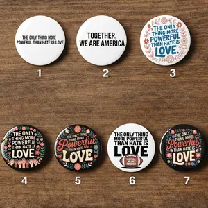 The Only Thing More Powerful Than Hate is Love Pin Button, Benito Quote Social Justice Pin, Together We Are America Button Pack, Protest Pin