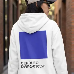 Cerulean Blue Graphic Hoodie, Minimalist Streetwear Sweatshirt, Unisex Fit (Back Graphic)