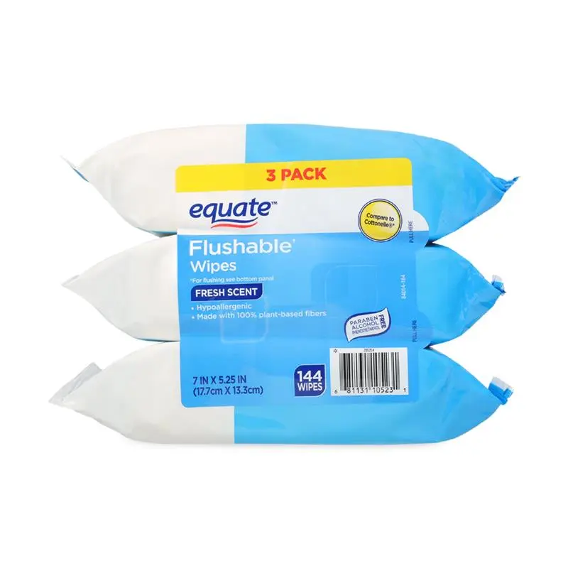 3 Pack Flushable Wet Wipes, Fresh Scent, 144 Wipes 3 Pack Flushable Wet Wipes, Fresh Scent, 144 Wipes