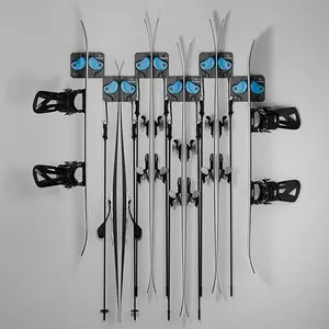 The Gravity Grabber - Cyan, Ultimate Ski & Snowboard Wall Rack  6 pack