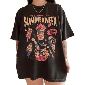 Spooky Summerween Shirt, Summer Halloween T-Shirt, Happy Summer Vibes Tee, Holiday Halloween Shirt, Fun Spooky Shirt Cotton Crewneck