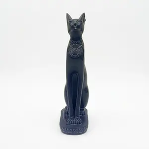Elegant Egyptian Bastet Cat Statue - Black Goddess Bast Figure | Ancient Egypt Feline Sculpture for Home Protection & Altar Decor | Unique Gift for Cat Lovers & History Enthusiasts | Resin Mythology Figurine