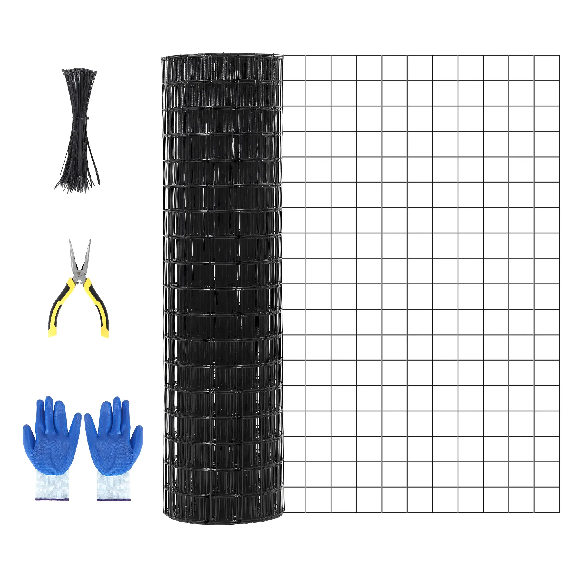 Heavy Duty Welded Wire Hardware Cloth Roll, 19GA Galvanized & PVC Coated Rustproof Mesh, Multiple Sizes & Hole Options, Comes with Cutting Pliers and Gloves, Ideal for Garden Fencing, Poultry Enclosure and Plant Protection