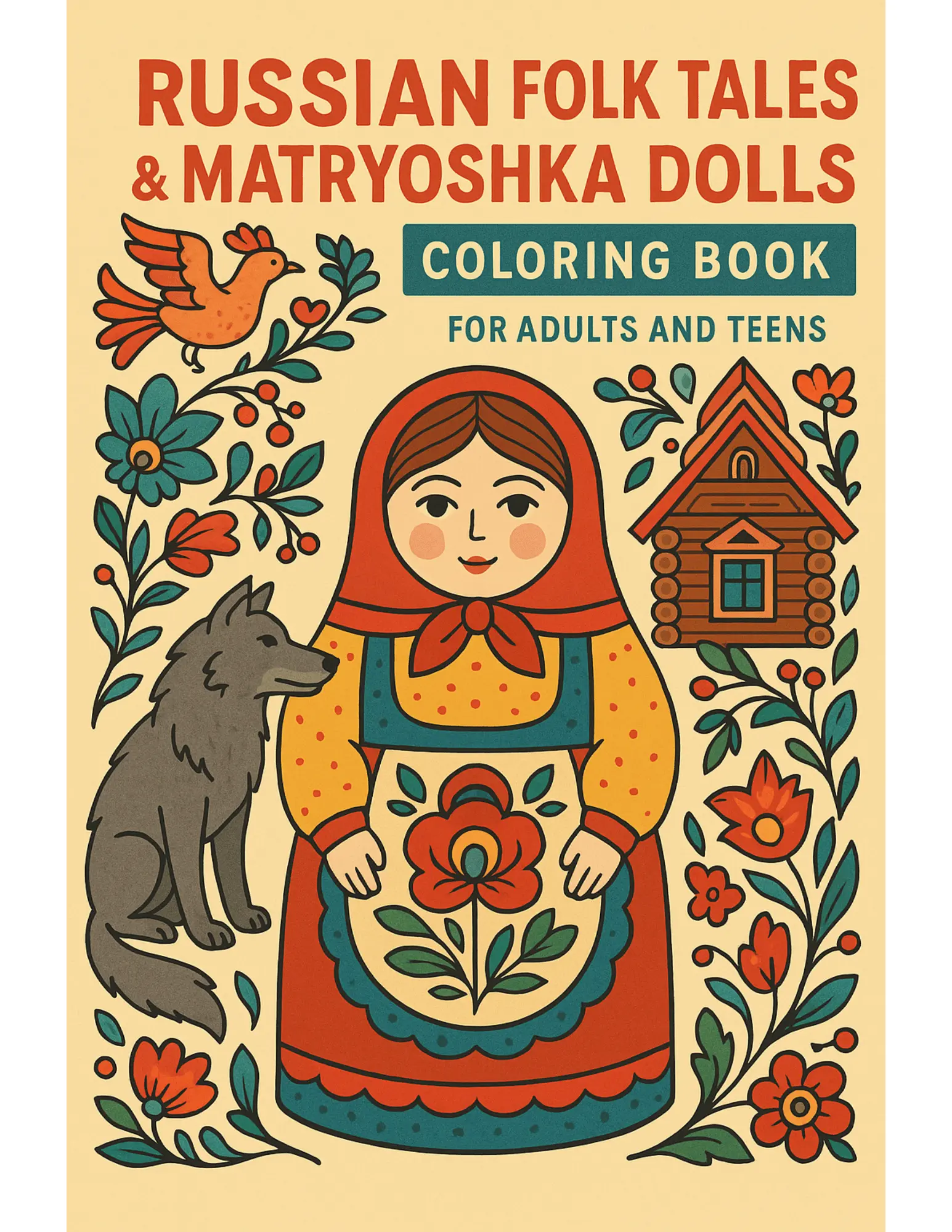 Russian Folk Tales and Matryoshka Dolls Coloring Sheets For Adults and Teens