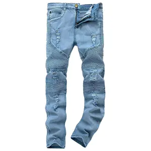 SKYLINEWEARS Men’s Ripped Skinny Fashion Biker Destroyed Slim Fit Denim Jeans Pants